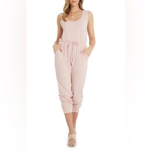 Vici Jumpsuit Sleeveless Size Large Color Tan